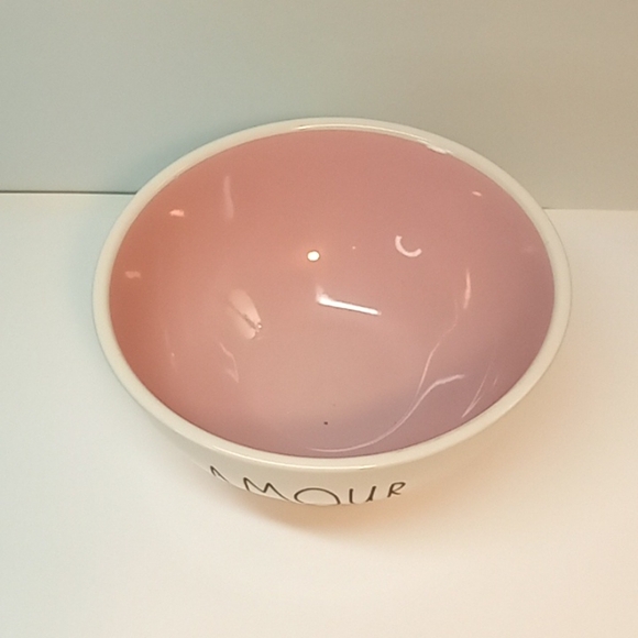 5 1/2" Rae Dunn AMOUR bowl with pink interior. No flaws. - Picture 2 of 6